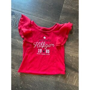 Kids Tommy Hilfiger Red T Shirt Short Sleeve Flutter Sleeve Size 5